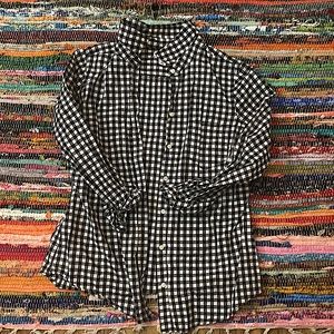 Black and white button down top.